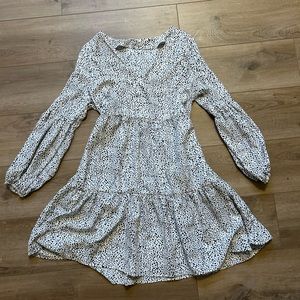 White and black dotted dress